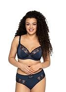 Soft cup bra, sheer inlays, lace embroidery, B to L-cup